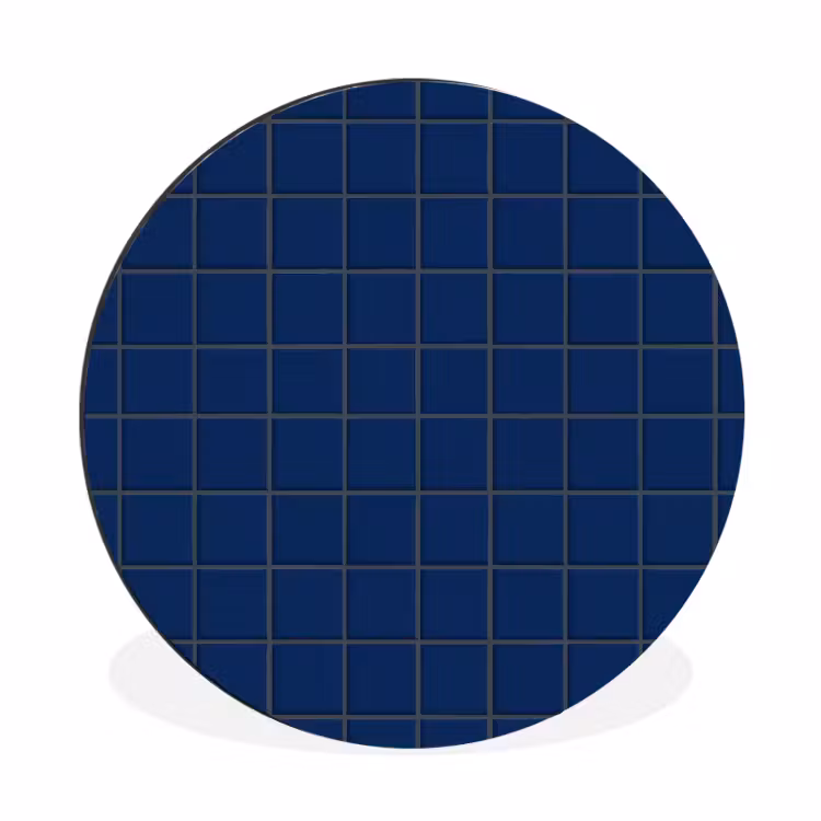 Tegel - Patroon - Blauw Wandcirkel aluminium klein 190 -3d