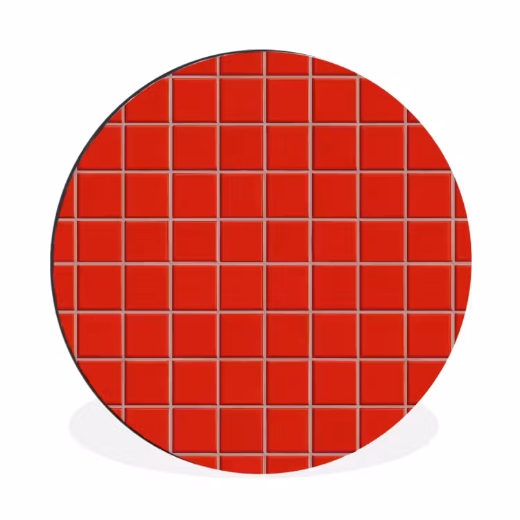 Tegel - Patroon - Kersen - Rood Wandcirkel aluminium klein 190 -3d