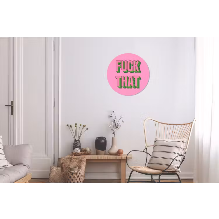 Tekst - Bold - Roze Wandcirkel aluminium klein -woonkamer
