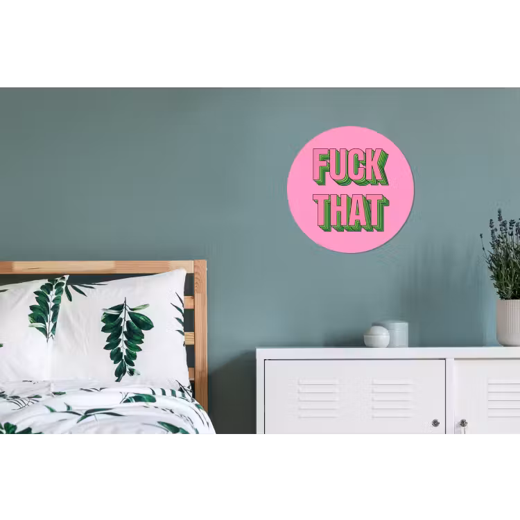 Tekst - Bold - Roze Wandcirkel aluminium klein -slaapkamer