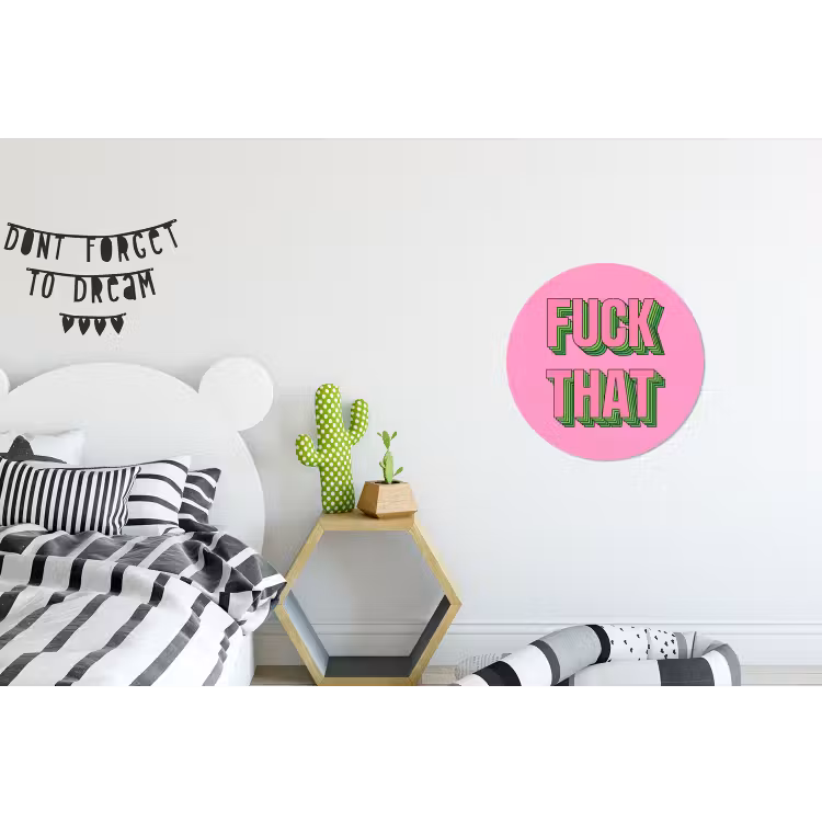 Tekst - Bold - Roze Wandcirkel aluminium klein -kinderkamer