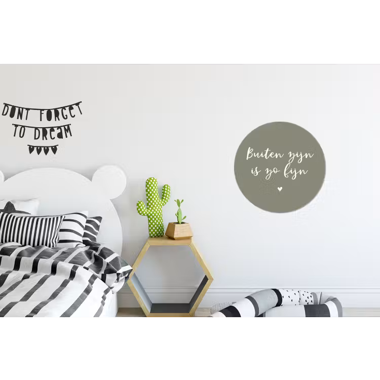 Tekst - Buiten zijn is zo fijn - Zomer - Spreuken Wandcirkel aluminium klein -kinderkamer