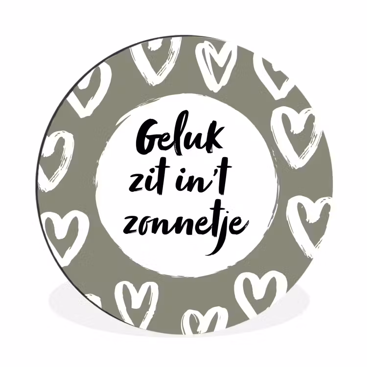 Tekst - geluk zit in 't zonnetje - Quotes - Geluk - Zon Wandcirkel aluminium klein -3d