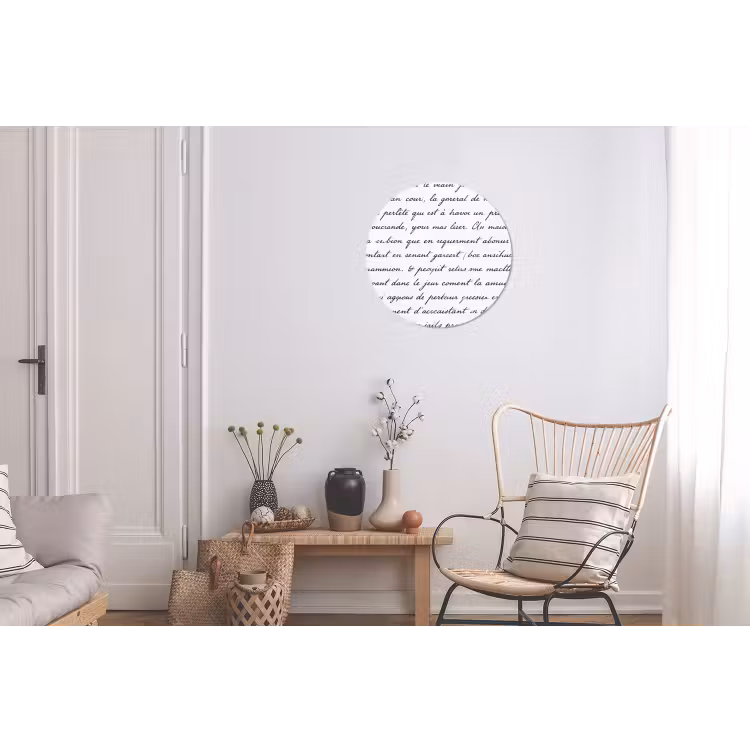 Tekst - Handschrift - Klassiek - ZwartWit Wandcirkel aluminium klein -woonkamer