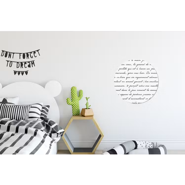 Tekst - Handschrift - Klassiek - ZwartWit Wandcirkel aluminium klein -kinderkamer