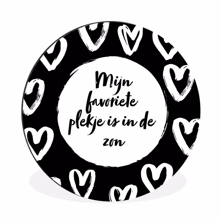 Tekst - Mijn favoriete plekje is in de zon - Quotes - Zomer - Zon Wandcirkel aluminium klein -3d