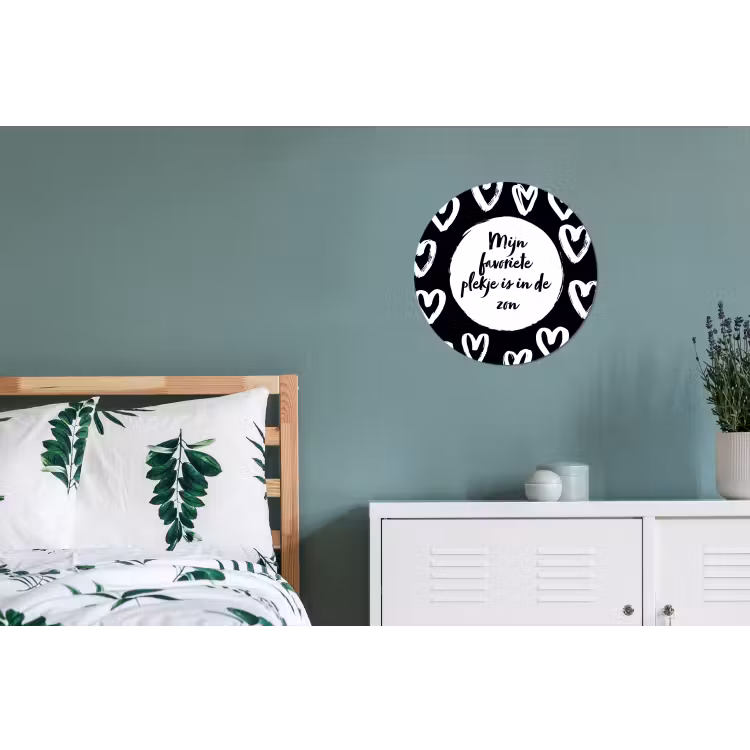 Tekst - Mijn favoriete plekje is in de zon - Quotes - Zomer - Zon Wandcirkel aluminium klein -slaapkamer