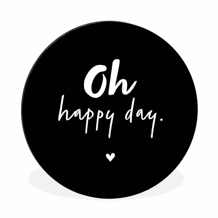 Tekst - Oh happy day - Zomer - Quotes Wandcirkel aluminium klein -3d