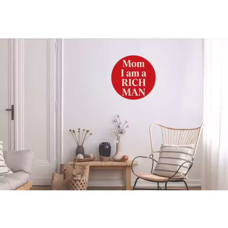 Tekst - Rijkdom - Motivatie - Rood - Modern Wandcirkel aluminium klein -woonkamer