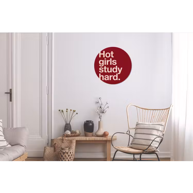 Tekst - Studie - Motivatie - Modern - Rood Wandcirkel aluminium klein -woonkamer