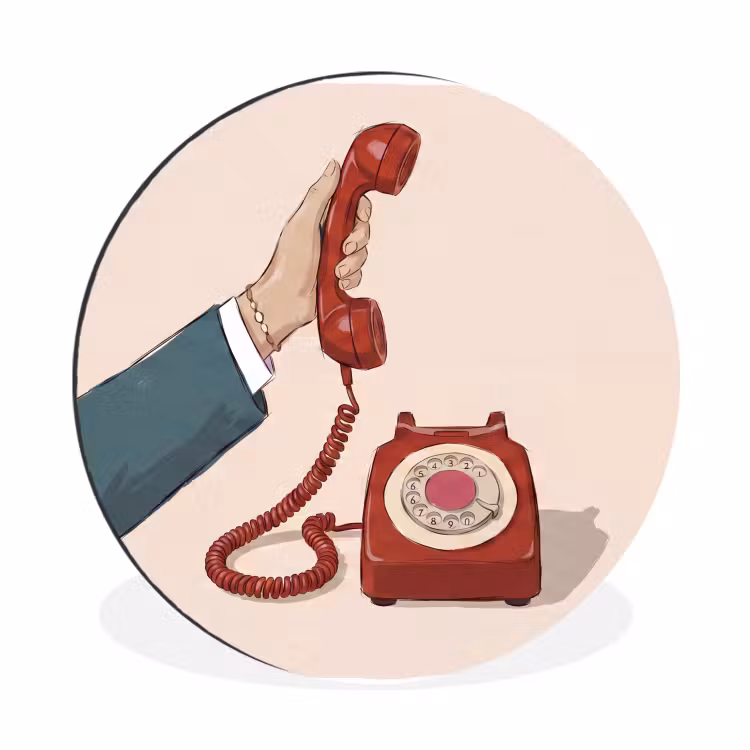Telefoon - Hand - Vintage - Communicatie - Rood Wandcirkel aluminium klein -3d