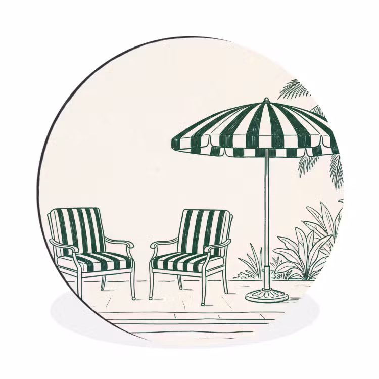 Terras - Illustratie - Groen Wandcirkel aluminium klein -3d