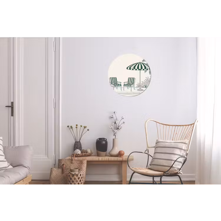 Terras - Illustratie - Groen Wandcirkel aluminium klein -woonkamer