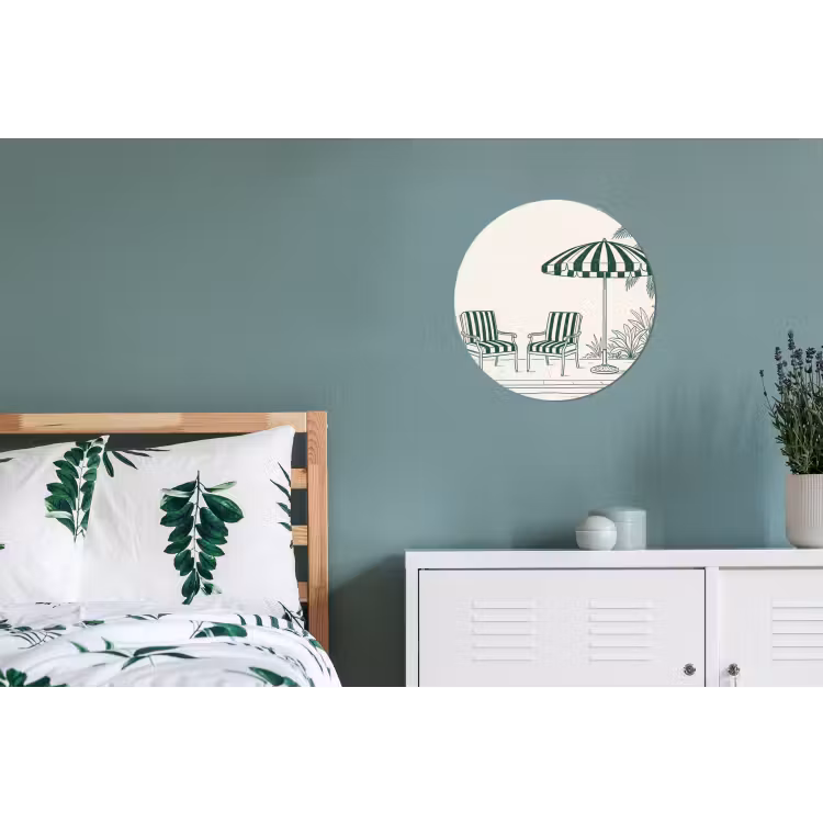Terras - Illustratie - Groen Wandcirkel aluminium klein -slaapkamer