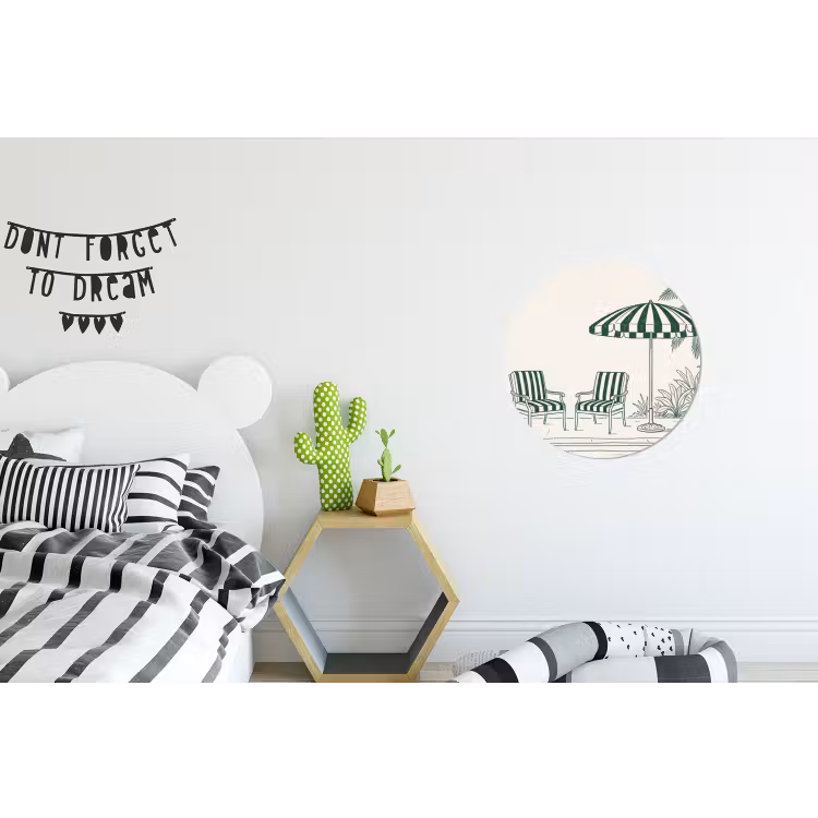Terras - Illustratie - Groen Wandcirkel aluminium klein -kinderkamer