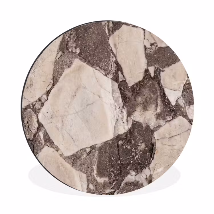 Textuur - Marmer - Abstract - Beige - Bruin Wandcirkel aluminium klein -3d