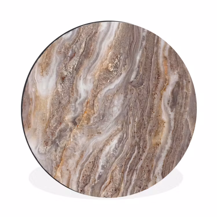 Textuur - Steen - Abstract - Beige Wandcirkel aluminium klein -3d