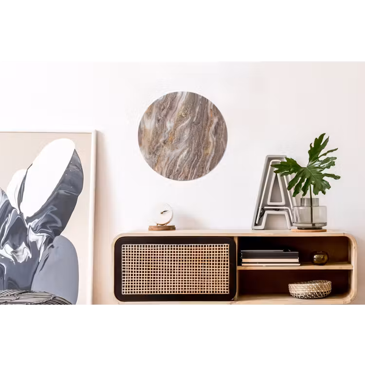 Textuur - Steen - Abstract - Beige Wandcirkel aluminium klein -kantoor