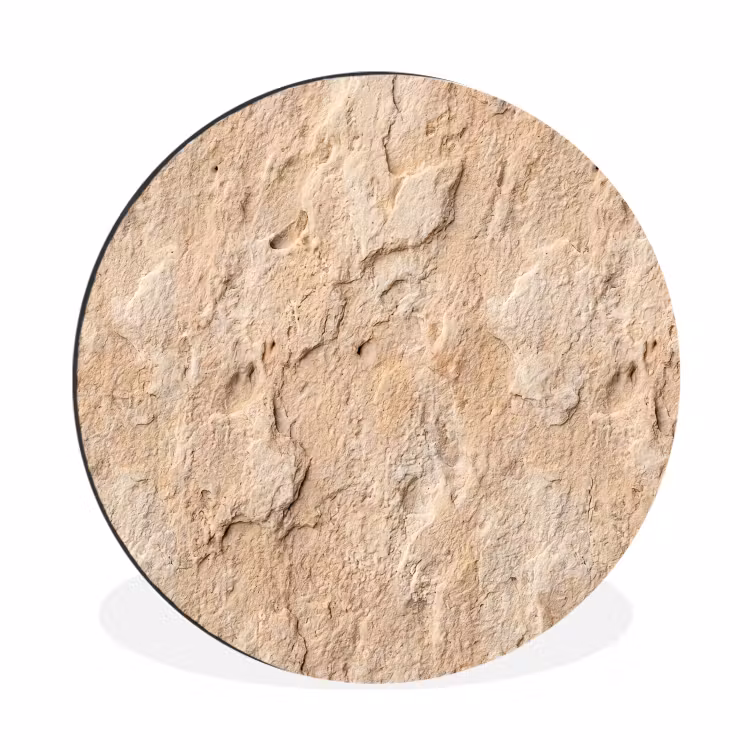 Textuur - Steen - Natuur - Beige Wandcirkel aluminium klein -3d