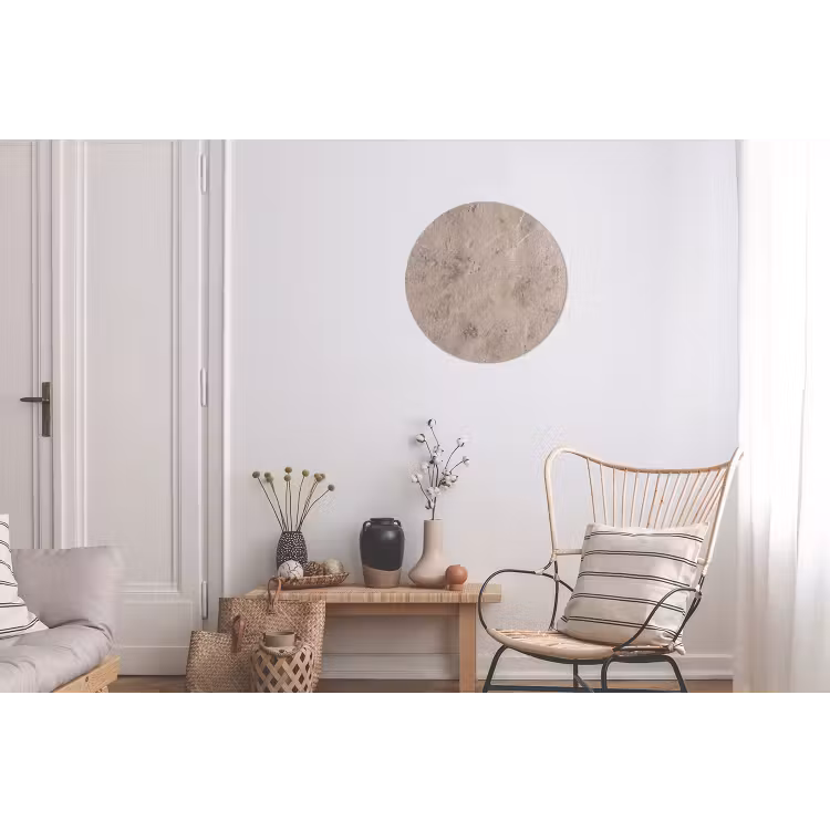 Textuur - Steen - Patroon - Rustiek - Beige Wandcirkel aluminium klein -woonkamer