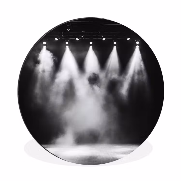 Theaterzaal - Mist - Spotlights - Zwart Wandcirkel aluminium klein -3d