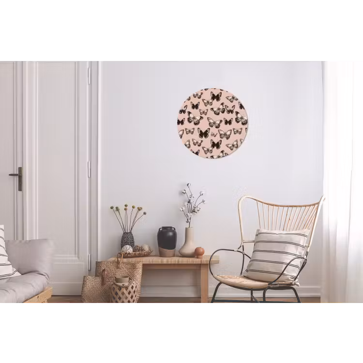 Tijdloos - Vlinders - Perzik Wandcirkel aluminium klein 190 -woonkamer