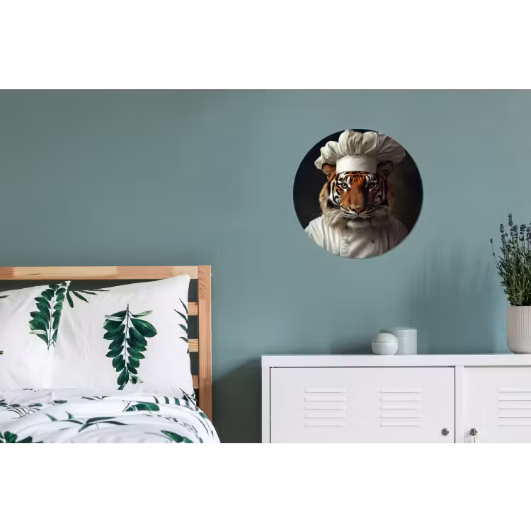 Tijger - Kokskleding - Bruin Wandcirkel aluminium klein -slaapkamer