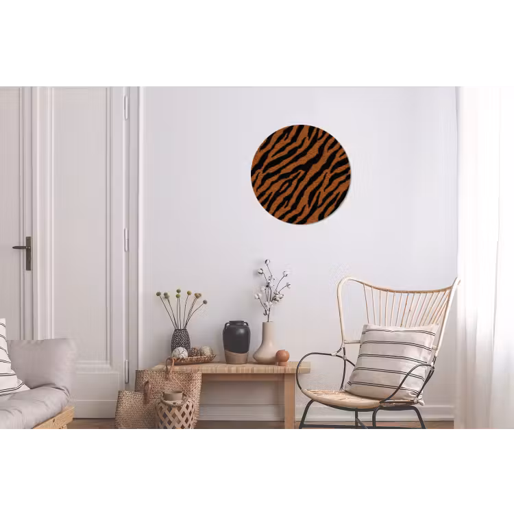 Tijger - Zwart - Vacht Wandcirkel aluminium klein 190 -woonkamer