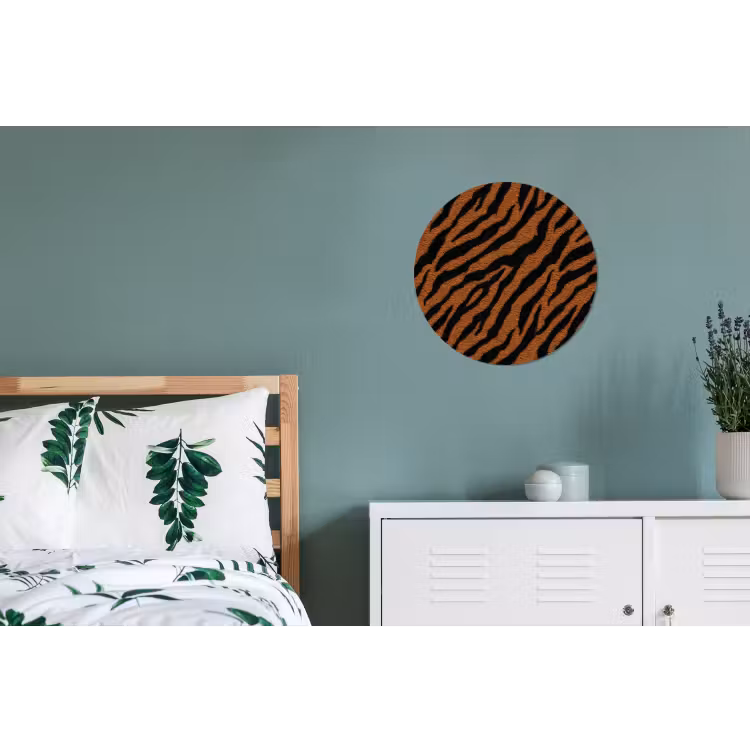 Tijger - Zwart - Vacht Wandcirkel aluminium klein 190 -slaapkamer