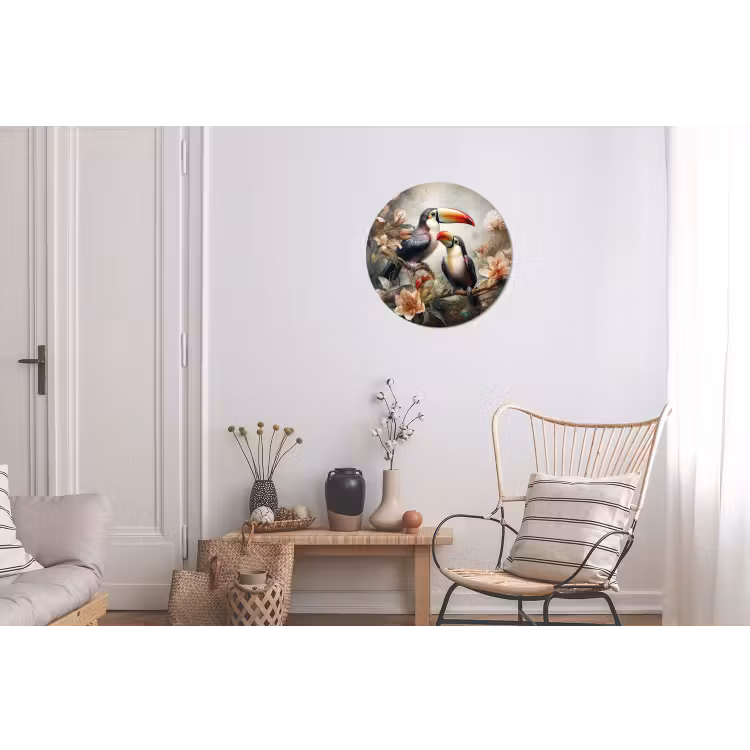 Toekan - Vogels - Bloemen - Jungle Wandcirkel aluminium klein -woonkamer