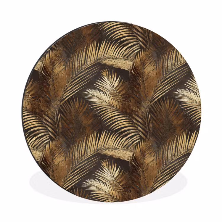Tropisch - Bladeren - Goud Wandcirkel aluminium klein 190 -3d