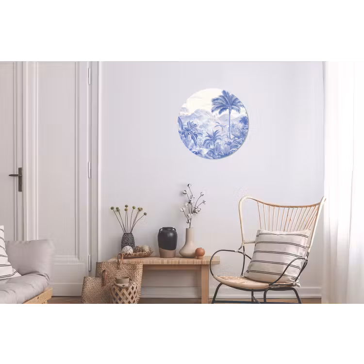 Tropisch - Jungle - Blauw Wandcirkel aluminium klein -woonkamer