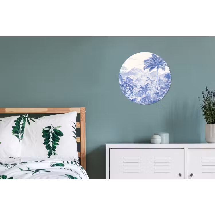Tropisch - Jungle - Blauw Wandcirkel aluminium klein -slaapkamer