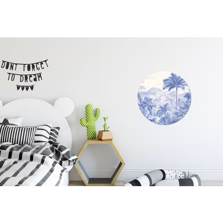 Tropisch - Jungle - Blauw Wandcirkel aluminium klein -kinderkamer