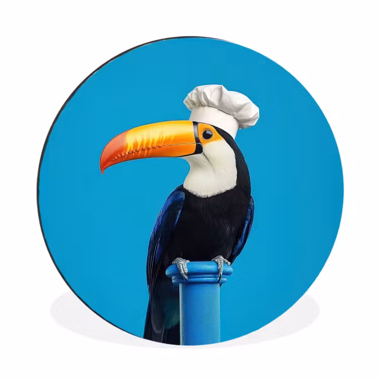 Tucan - Sokkel - Vogel - Koksmuts Wandcirkel aluminium klein -3d