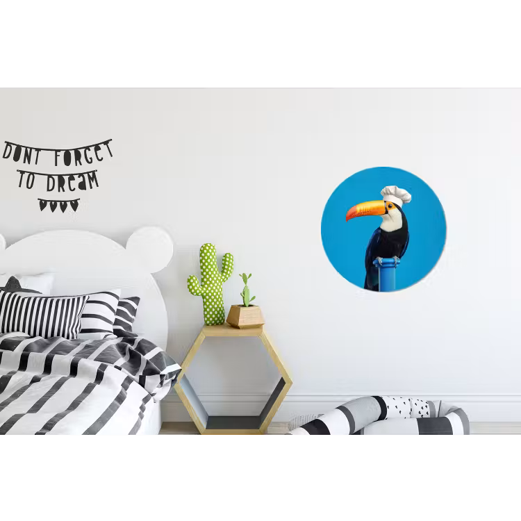 Tucan - Sokkel - Vogel - Koksmuts Wandcirkel aluminium klein -kinderkamer