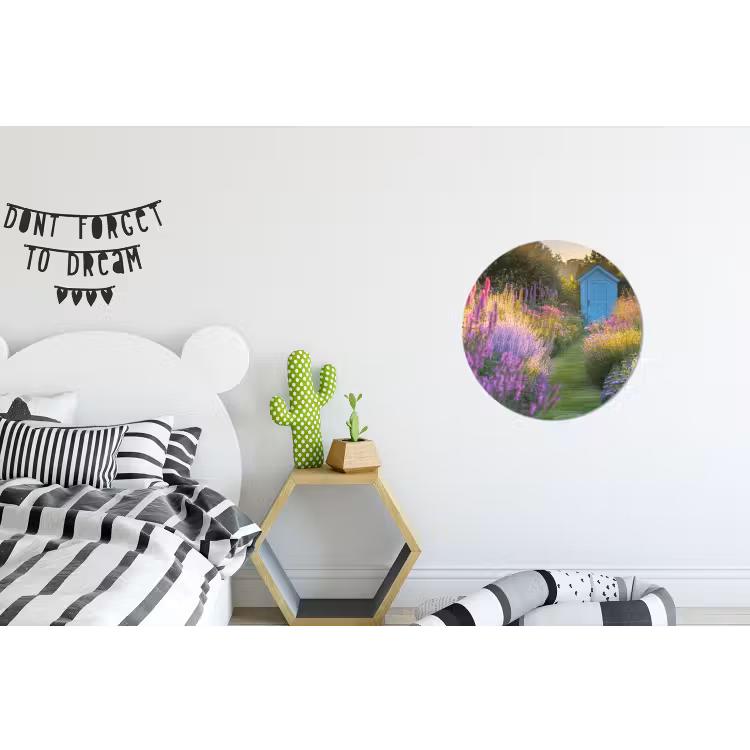 Tuinhuisje - Blauw - Bloemen Wandcirkel aluminium klein -kinderkamer