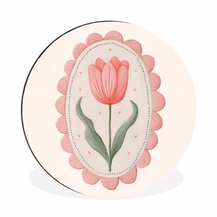 Tulp - Lijst - Ovaal - Illustratie Wandcirkel aluminium klein -3d
