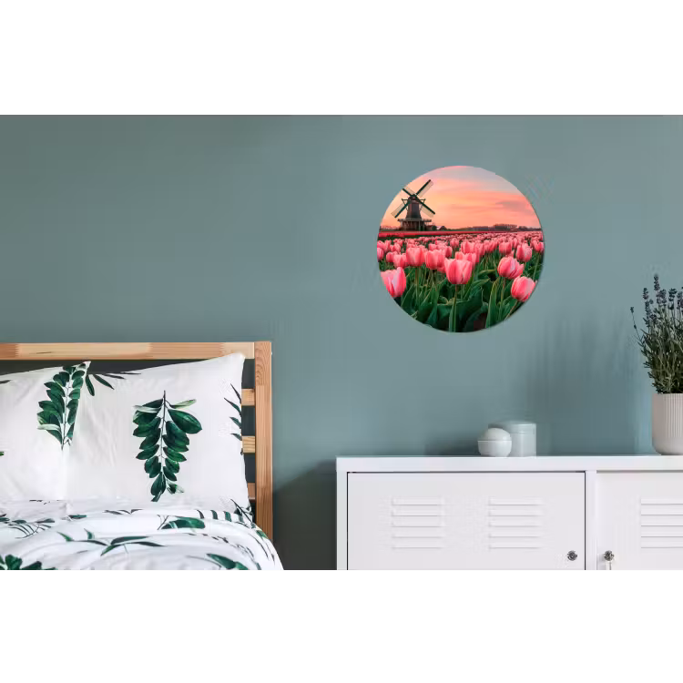 Tulpen - Molen - Nederland Wandcirkel aluminium klein -slaapkamer