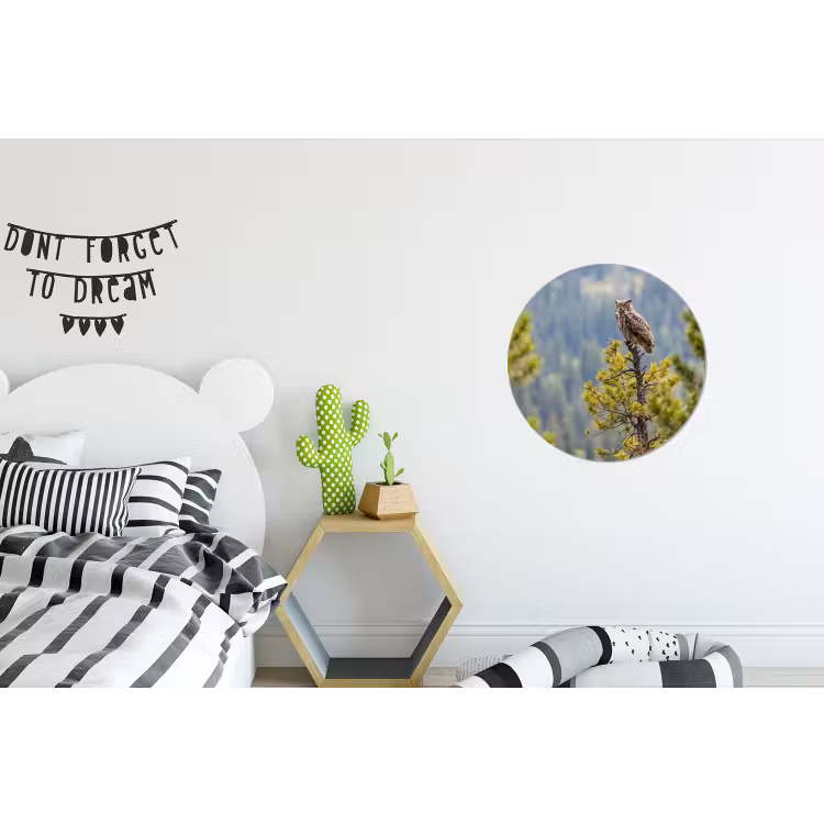 Uil - Oehoe - Bomen - Natuur Wandcirkel aluminium klein -kinderkamer