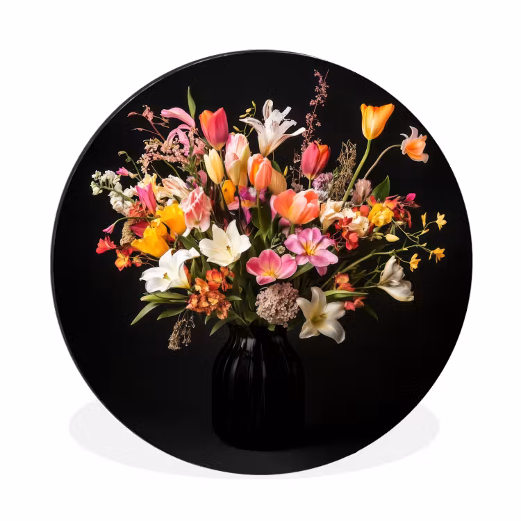 Vaas - Bloemen - Tulpen Wandcirkel aluminium klein -3d