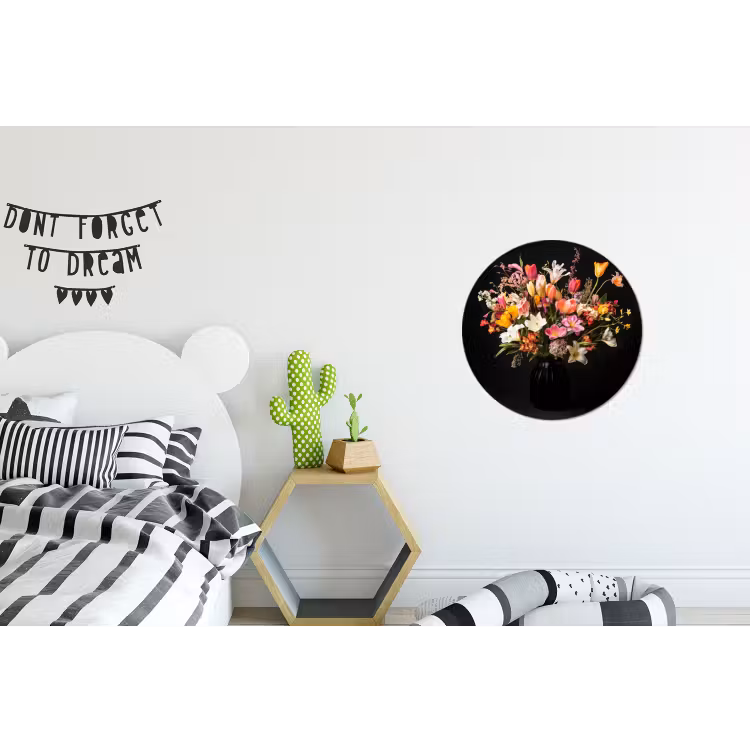 Vaas - Bloemen - Tulpen Wandcirkel aluminium klein -kinderkamer