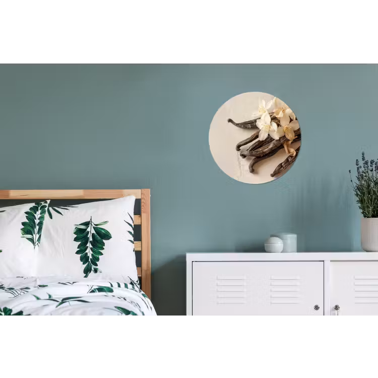 Vanille - Bloemen - Beige Wandcirkel aluminium klein -slaapkamer