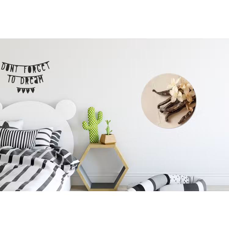 Vanille - Bloemen - Beige Wandcirkel aluminium klein -kinderkamer