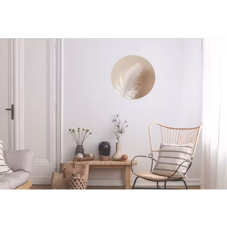 Veer - Minimalistisch - Roze Wandcirkel aluminium klein -woonkamer