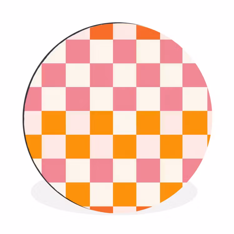 Vierkant - Patroon - Oranje Wandcirkel aluminium klein 190 -3d