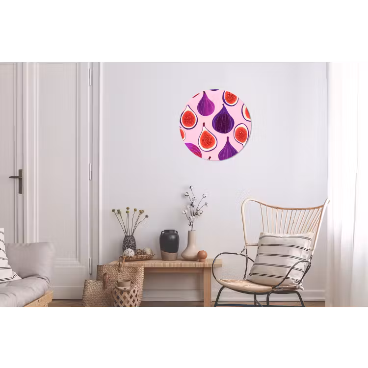 Vijgen - Roze - Paars Wandcirkel aluminium klein -woonkamer