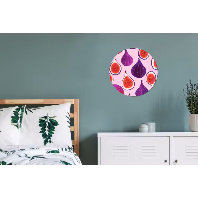 Vijgen - Roze - Paars Wandcirkel aluminium klein -slaapkamer