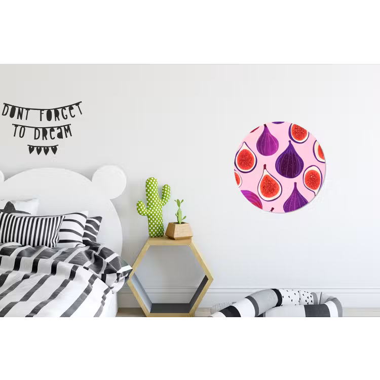 Vijgen - Roze - Paars Wandcirkel aluminium klein -kinderkamer