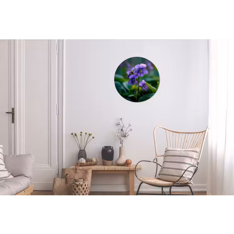 Viooltjes - Paars - Bloem - Bladeren Wandcirkel aluminium klein -woonkamer